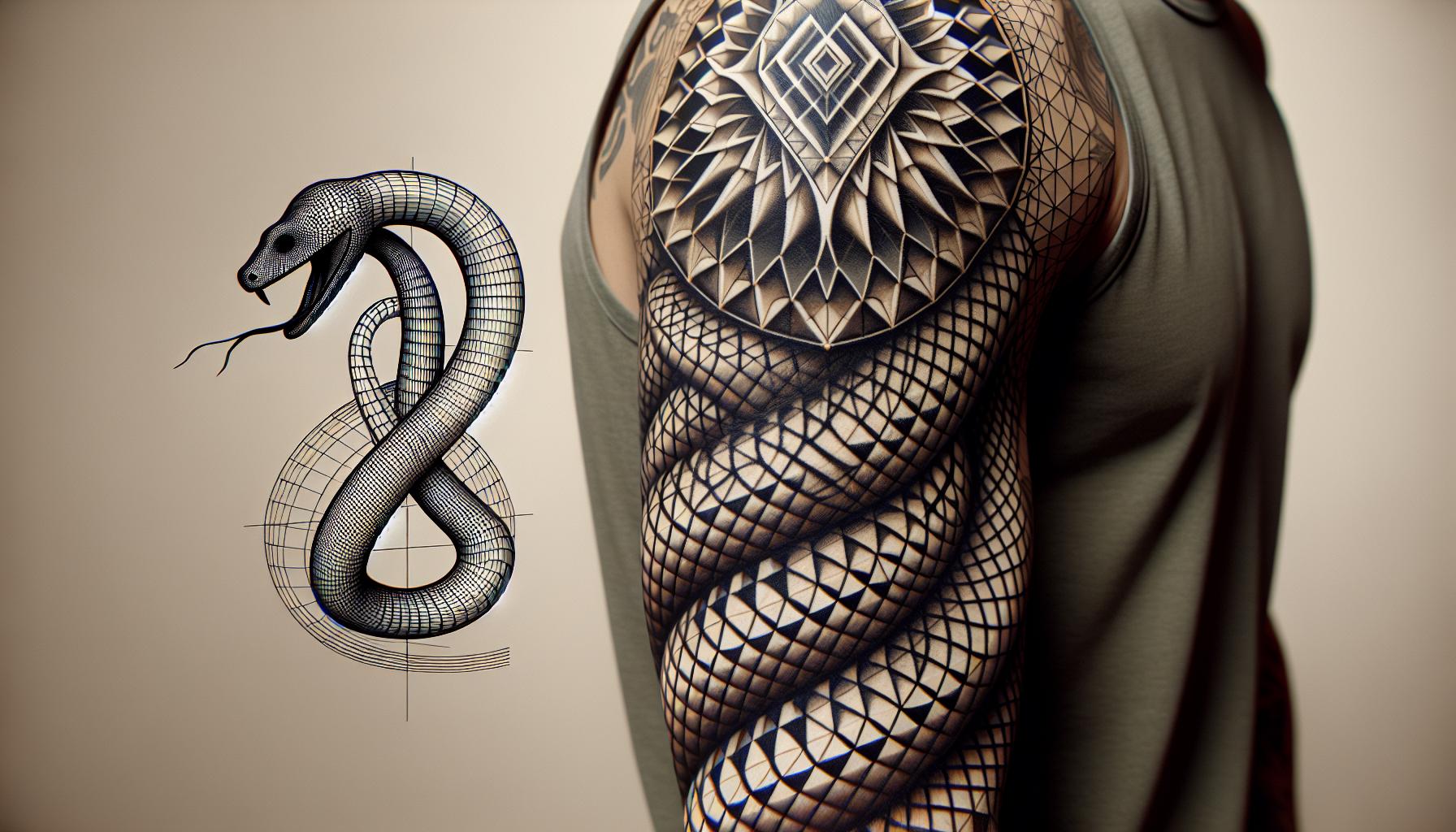 Top Geometric Snake Tattoo Designs: Symbolism, Styles & Expert Tips 2 7396fa01 de56 424c 8553 a6a72cc13bf94IhNbhcRN9qCd1t4GEjyH