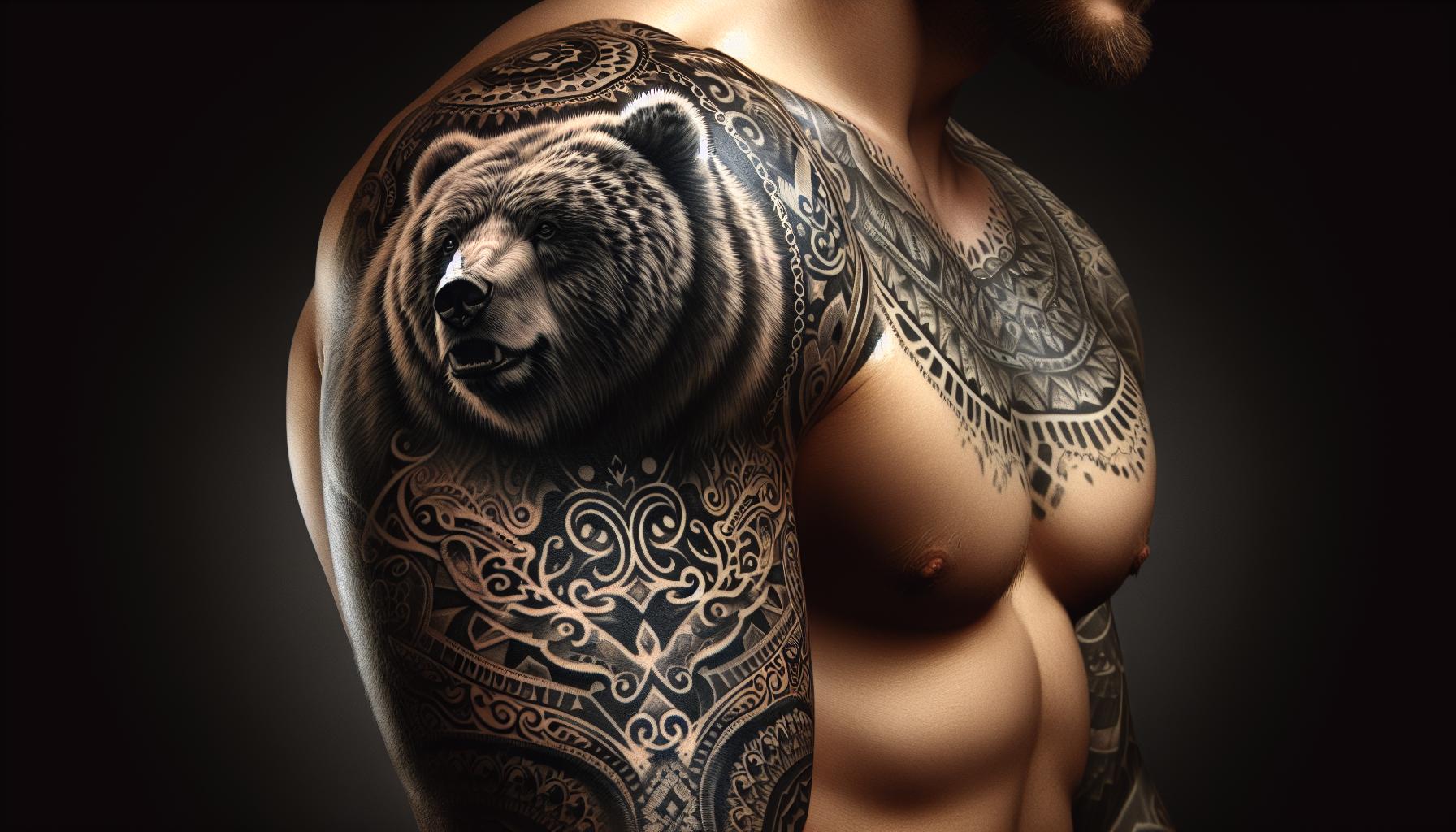 Top Bear Shoulder Tattoo Designs: Symbolize Strength & Nature with Stunning Art 2 Top Bear Shoulder Tattoo Designs: Symbolize Strength & Nature with Stunning Art 1