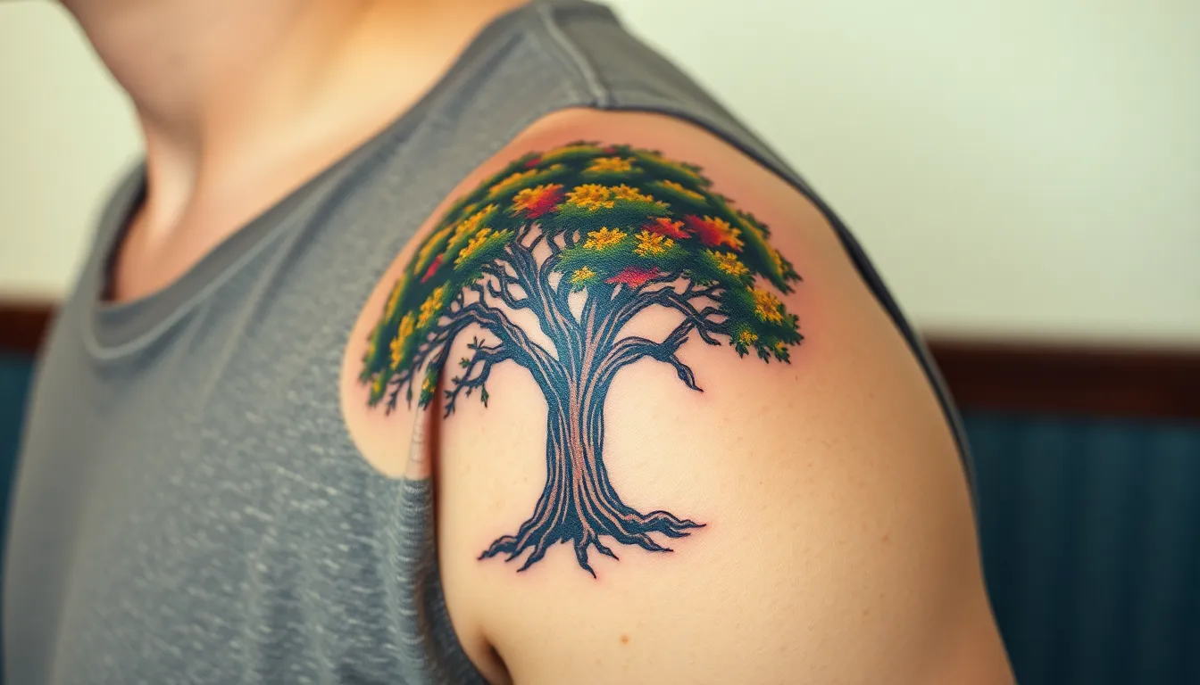 Tree on Shoulder Tattoo Ideas: Meaning, Designs & Complete Guide 2025 6 Tree on Shoulder Tattoo Ideas: Meaning, Designs & Complete Guide 2025 5