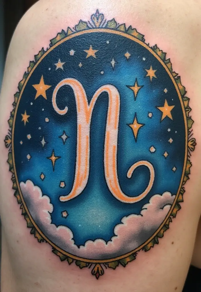 30 Aquarius Tattoos with Zodiac Symbolism and Style 10 30 Aquarius Tattoos with Zodiac Symbolism and Style - 10. Dreamy Aquarius Night Sky