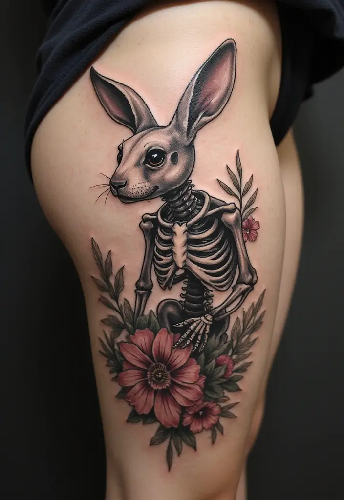 50 Bunny Tattoo Meaning Inspirations for Cute and Creative Designs - 10. Bunny Skeleton Tattoos