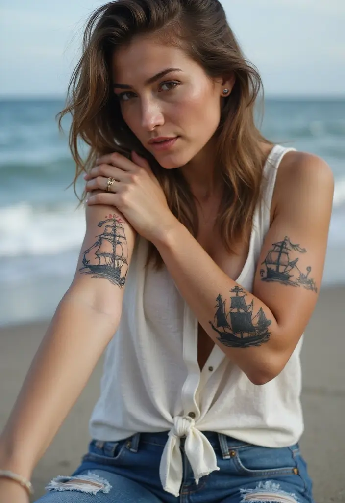 30 Elbow Tattoo Designs with Unique and Eye-Catching Styles - 10. Nautical Themes