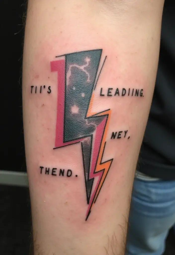50 Lightning Bolt Tattoos with Bold and Striking Designs 10 50 Lightning Bolt Tattoos with Bold and Striking Designs - 10. Lightning Bolt with Quote