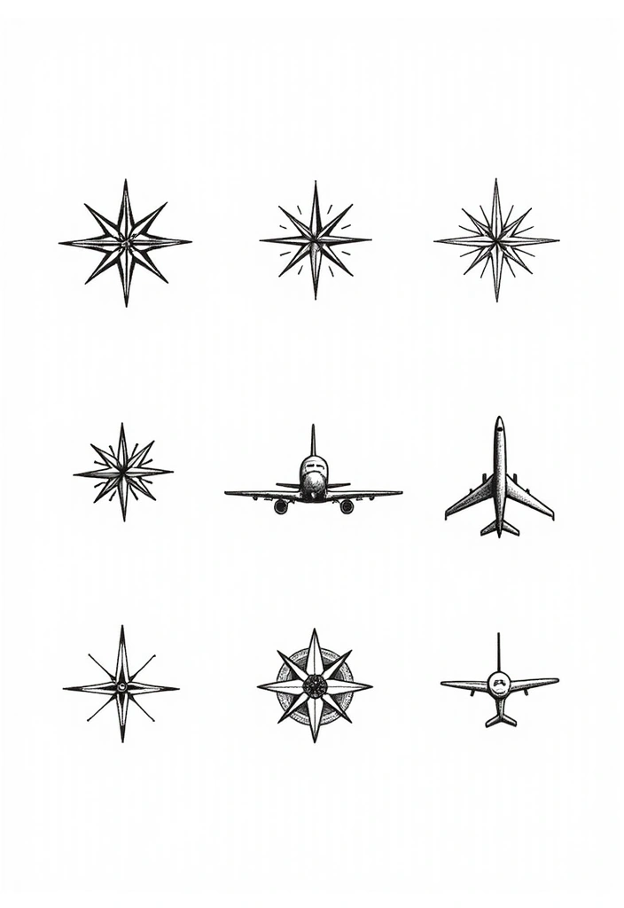 50 Line Art Custom Tattoos for Minimalist and Creative Designs 10 50 Line Art Custom Tattoos for Minimalist and Creative Designs - 10. Travel Symbols