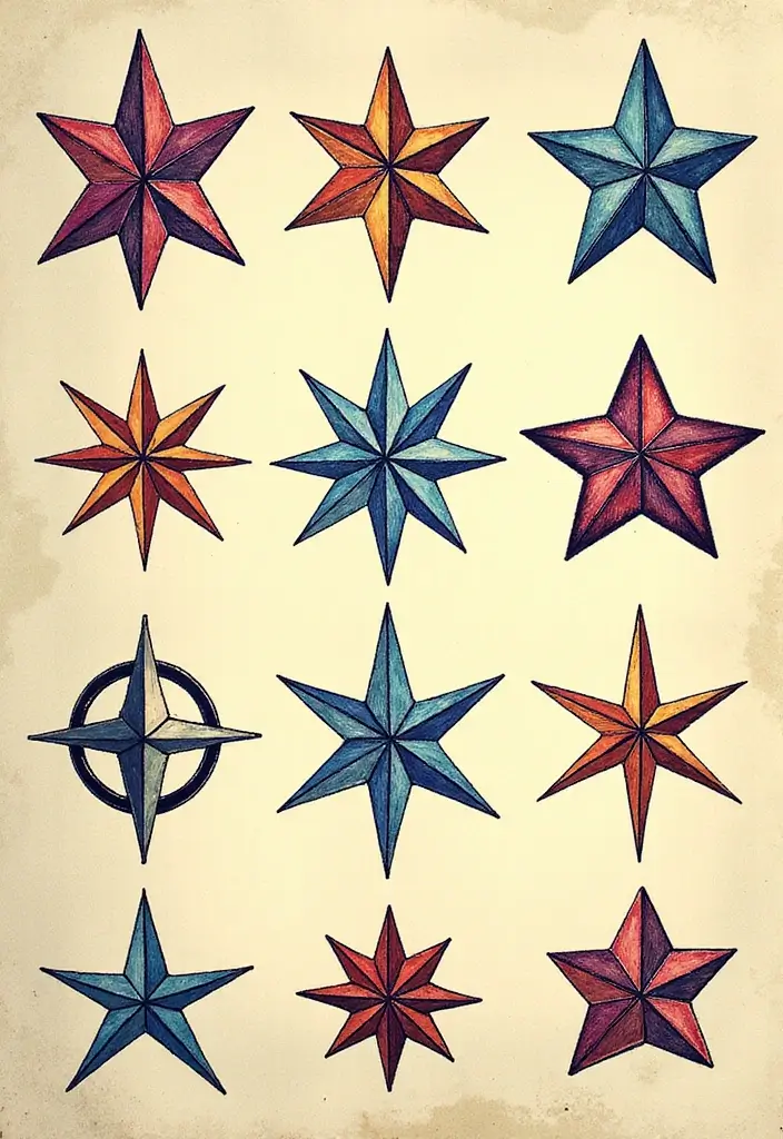 50 Nautical Star Tattoo Meaning Facts and Inspirations 10 50 Nautical Star Tattoo Meaning Facts and Inspirations - 10. Color Palette