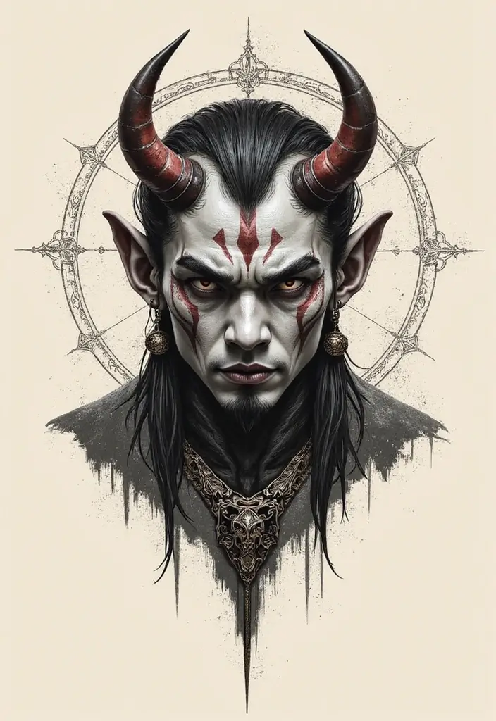 50 Oni Tattoo Designs with Powerful Japanese Symbolism 10 50 Oni Tattoo Designs with Powerful Japanese Symbolism - 10. Oni in a Geometric Style
