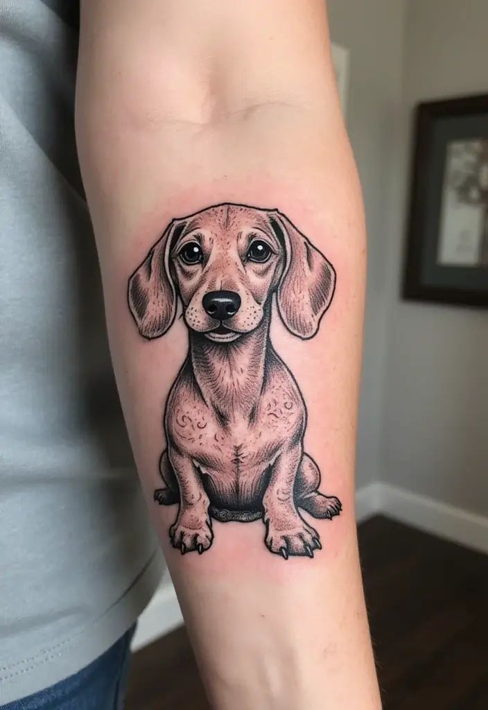50 Small Wiener Dog Tattoos with Cute and Minimalist Designs - 10. Sweet Little Doodle