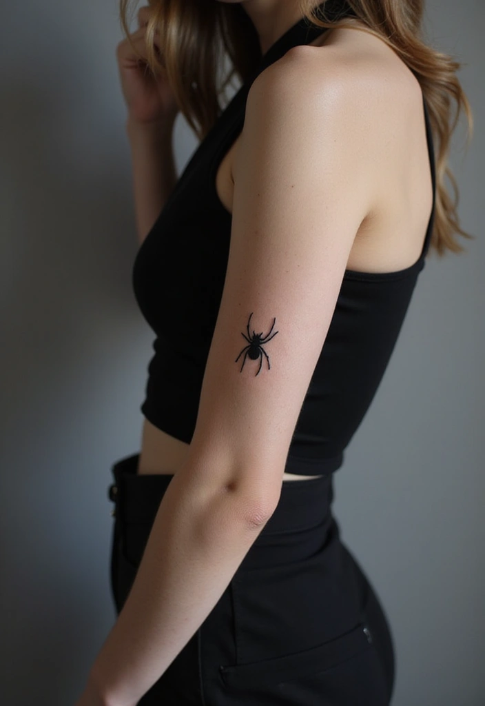 50 Spider Tattoo Designs with Meaning and Bold Styles 10 50 Spider Tattoo Designs with Meaning and Bold Styles - 10. Simple Spider Silhouette