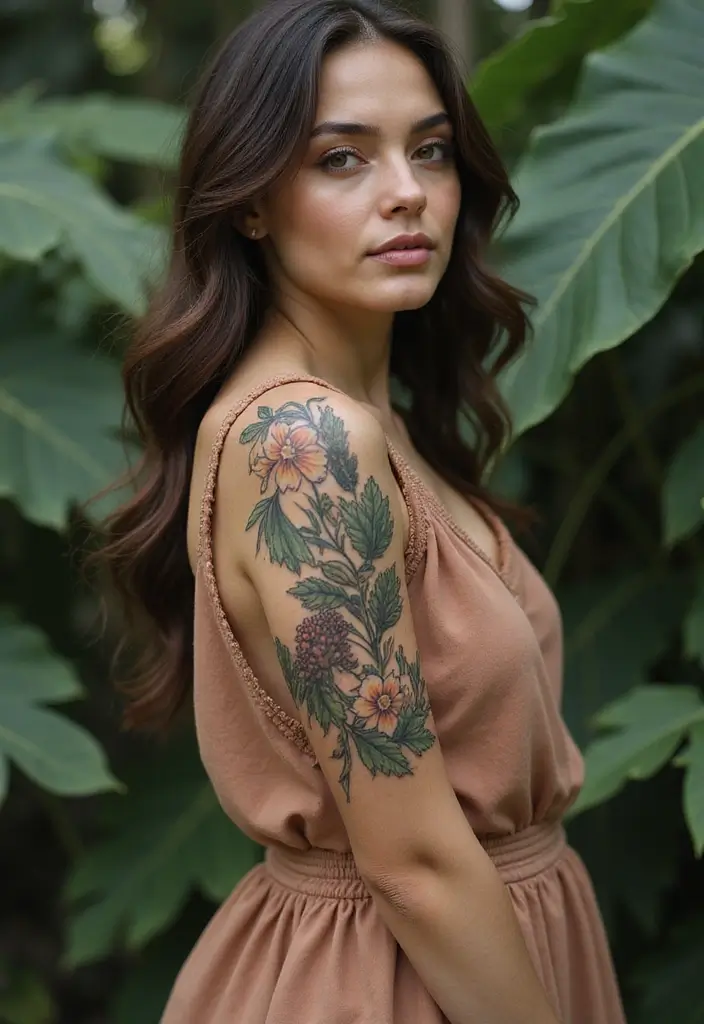 30 Vine Tattoos That Showcase Natural Beauty 10 30 Vine Tattoos That Showcase Natural Beauty - 10. Custom Botanical Vines