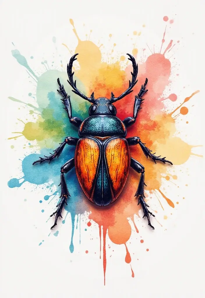 50 Bug Pin Tattoo Designs That Are Unique and Creative - 11. Watercolor Bug Art