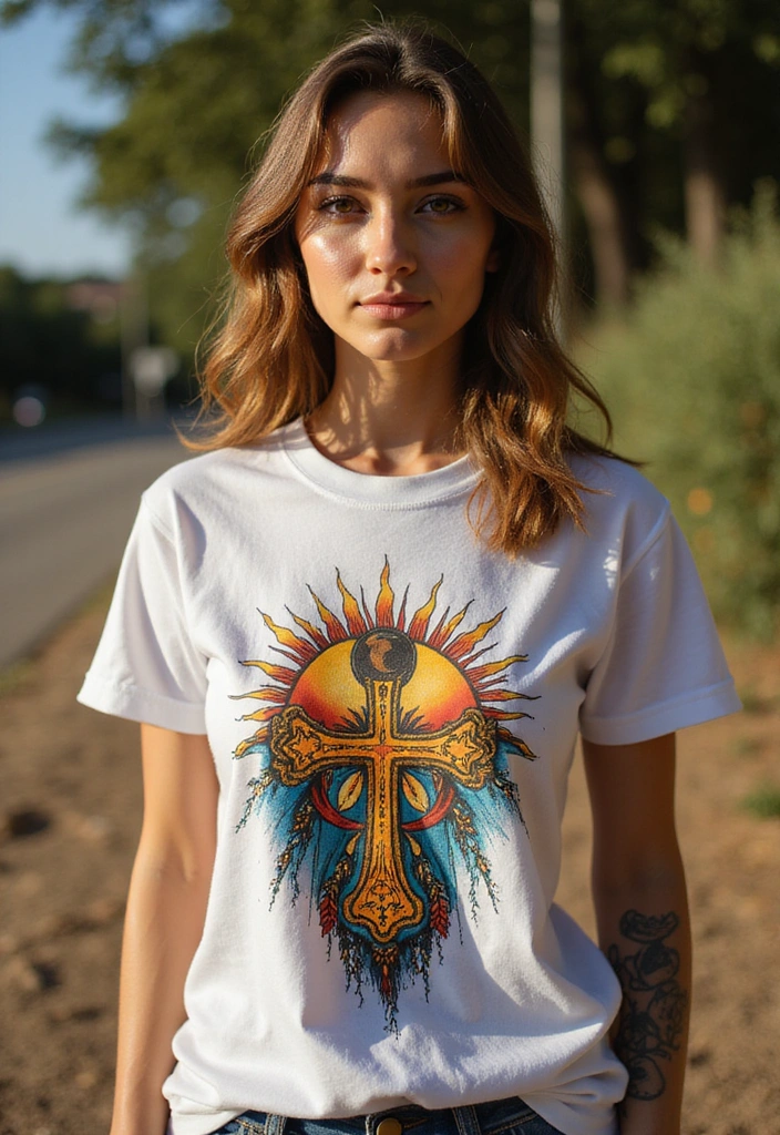 50 Cross Tattoo Ideas for Men and Women with Deep Meaning - 11. Cross with Sun and Moon