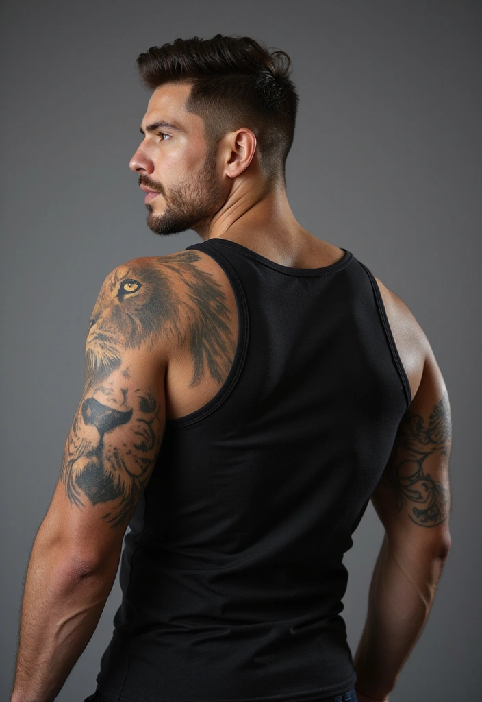 30 Back Tattoo Ideas for Men with Bold and Powerful Designs 11 30 Back Tattoo Ideas for Men with Bold and Powerful Designs - 11. Lion Portrait