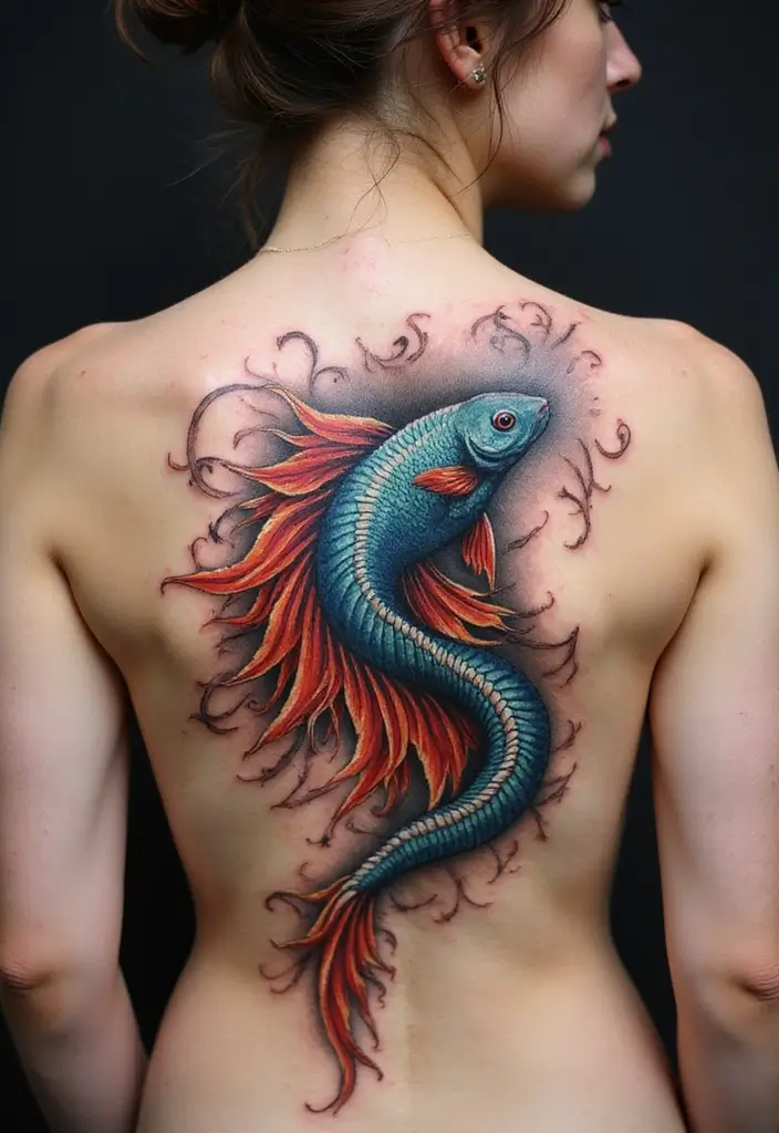 50 Betta Fish Tattoo Ideas with Unique and Colorful Designs 11 50 Betta Fish Tattoo Ideas with Unique and Colorful Designs - 11. Betta Fish in a Dragon Form