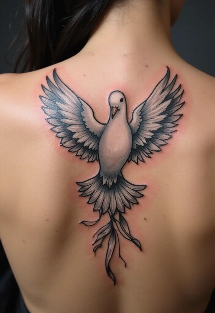 50 Christian Back Tattoos with Meaningful and Powerful Designs - 11. The Holy Spirit Dove