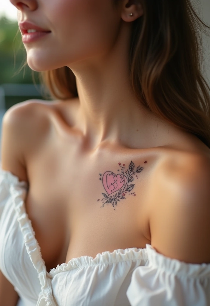50 Elegant Collarbone Tattoo Ideas for Women 11 50 Elegant Collarbone Tattoo Ideas for Women - 11. Heart Designs