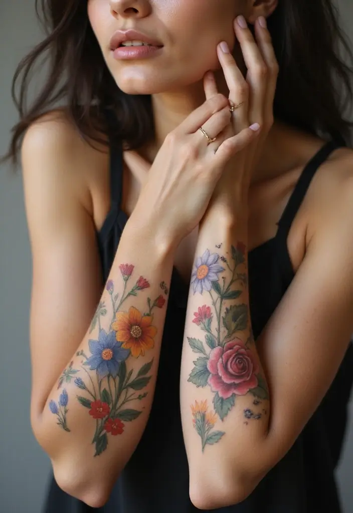 30 Elbow Tattoo Designs with Unique and Eye-Catching Styles - 11. Abstract Floral Designs