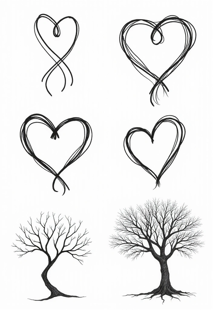 50 Line Art Custom Tattoos for Minimalist and Creative Designs 11 50 Line Art Custom Tattoos for Minimalist and Creative Designs - 11. Family and Love