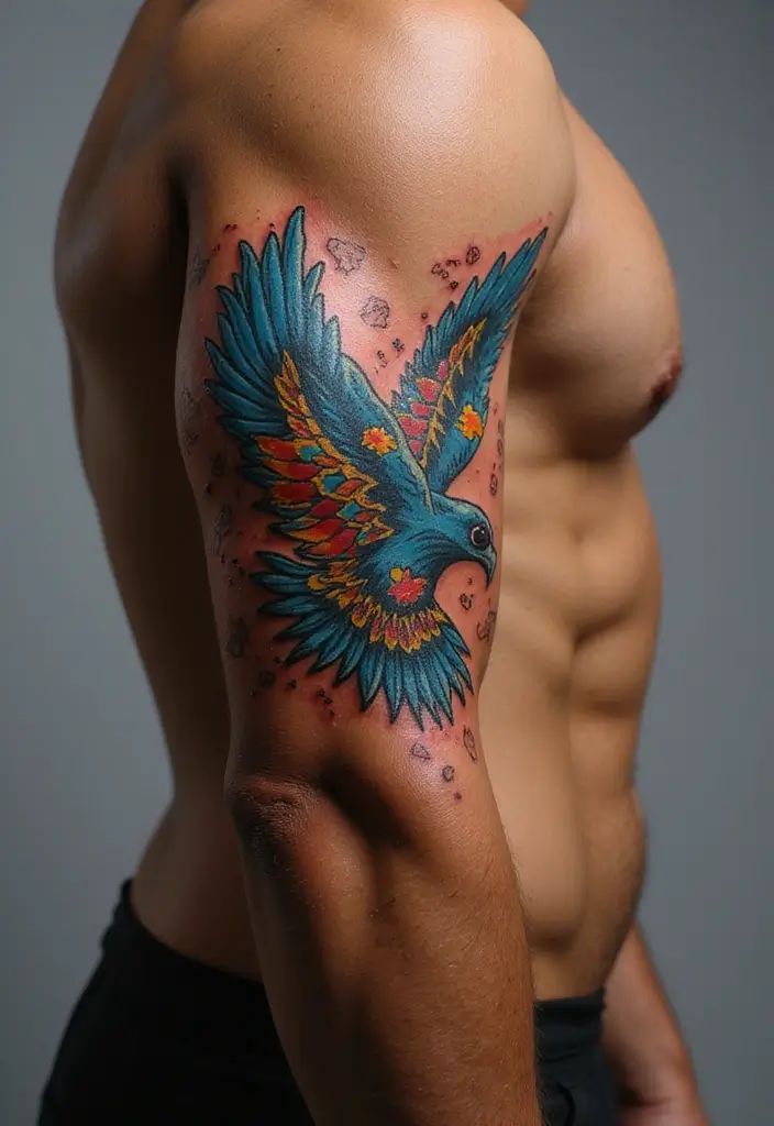 30 Native American Arm Tattoos with Deep Cultural Meaning 11 30 Native American Arm Tattoos with Deep Cultural Meaning - 11. The Thunderbird: Power and Protection