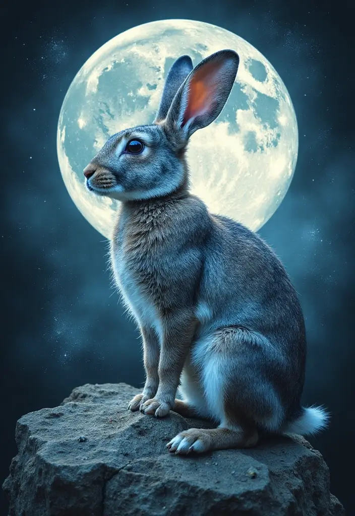 50 Rabbit Tattoo Meaning Inspirations and Cultural Symbolism - 11. Connection to the Moon