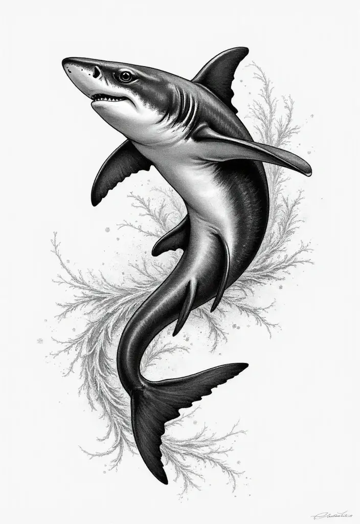 30 Shark Tattoo Designs and Their Powerful Symbolism 11 30 Shark Tattoo Designs and Their Powerful Symbolism - 11. The Enigmatic Thresher Shark
