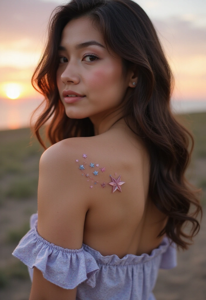 30 Shoulder Star Tattoos with Creative and Stylish Designs 11 30 Shoulder Star Tattoos with Creative and Stylish Designs - 11. Shooting Star Tattoos