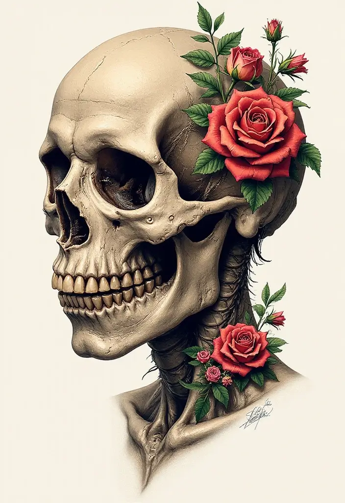50 Shrunken Head Tattoo Designs for Bold and Edgy Styles - 11. Floral Accents