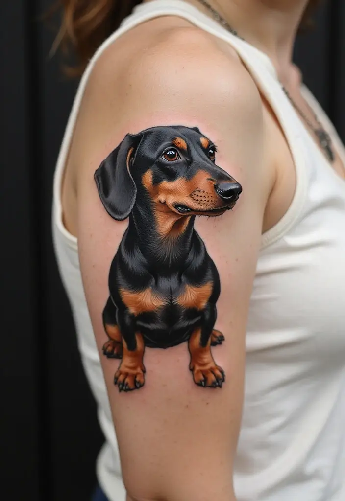 50 Small Wiener Dog Tattoos with Cute and Minimalist Designs - 11. Sweet Profile View