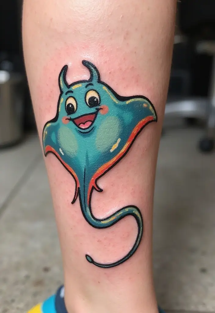50 Stingray Tattoo Designs and Their Symbolic Meanings - 11. Cartoony Stingray