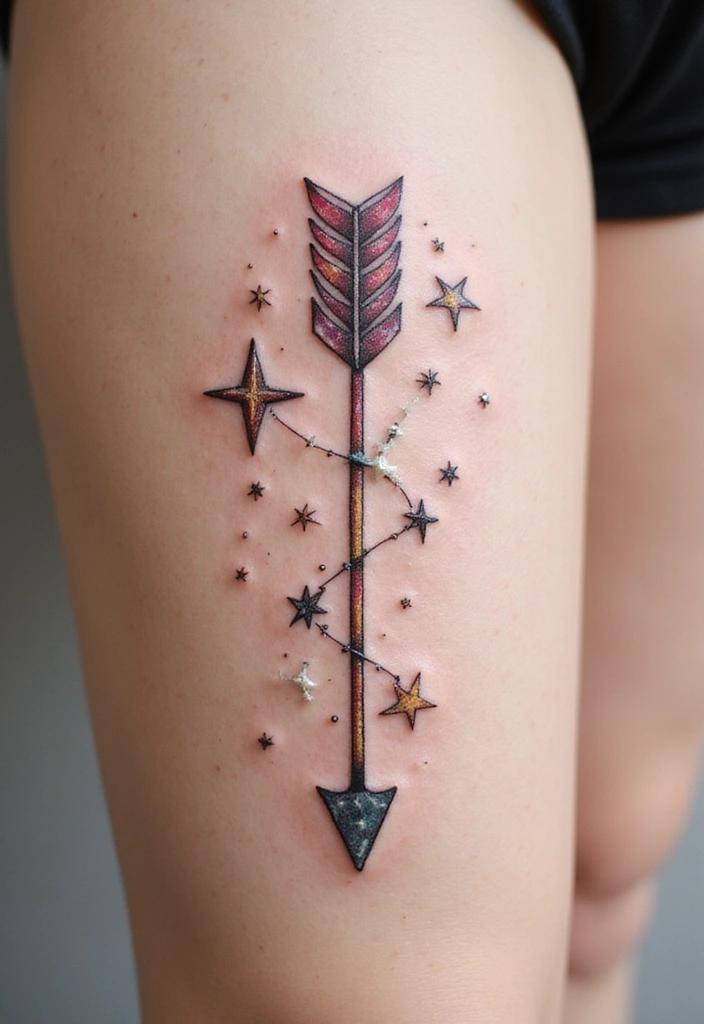 30 Symbolism of Arrow Tattoo Ideas You Should Know 11 30 Symbolism of Arrow Tattoo Ideas You Should Know - 11. Arrow and Stars