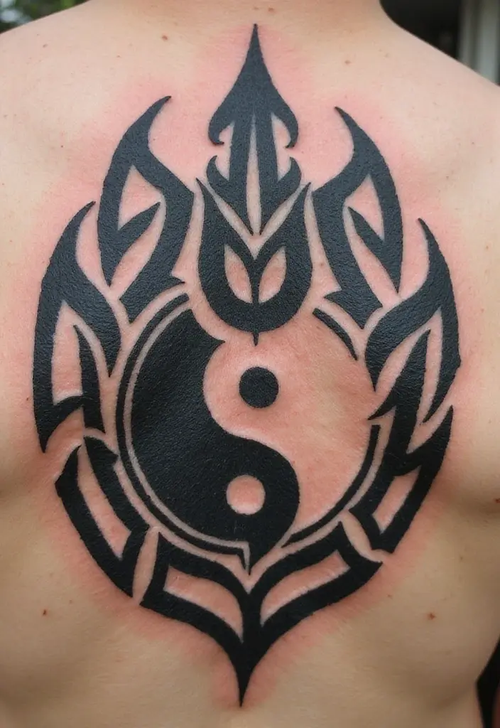 50 Yin Yang Tattoo Ideas with Balance and Harmony Symbolism - 11. Tribal Yin Yang