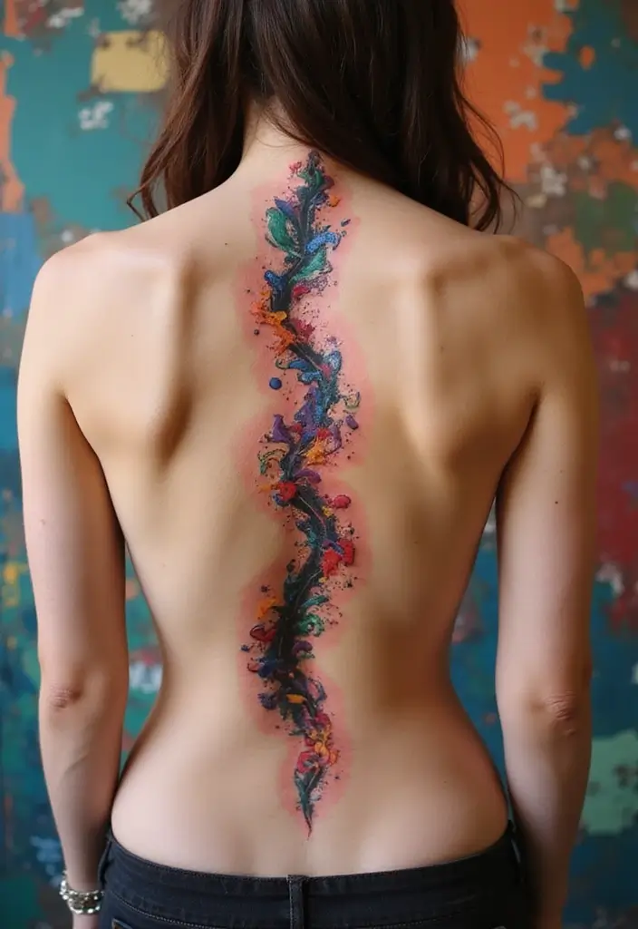 50 Baddie Women’s Spine Tattoos That Look Absolutely Stunning - 12. Abstract Art