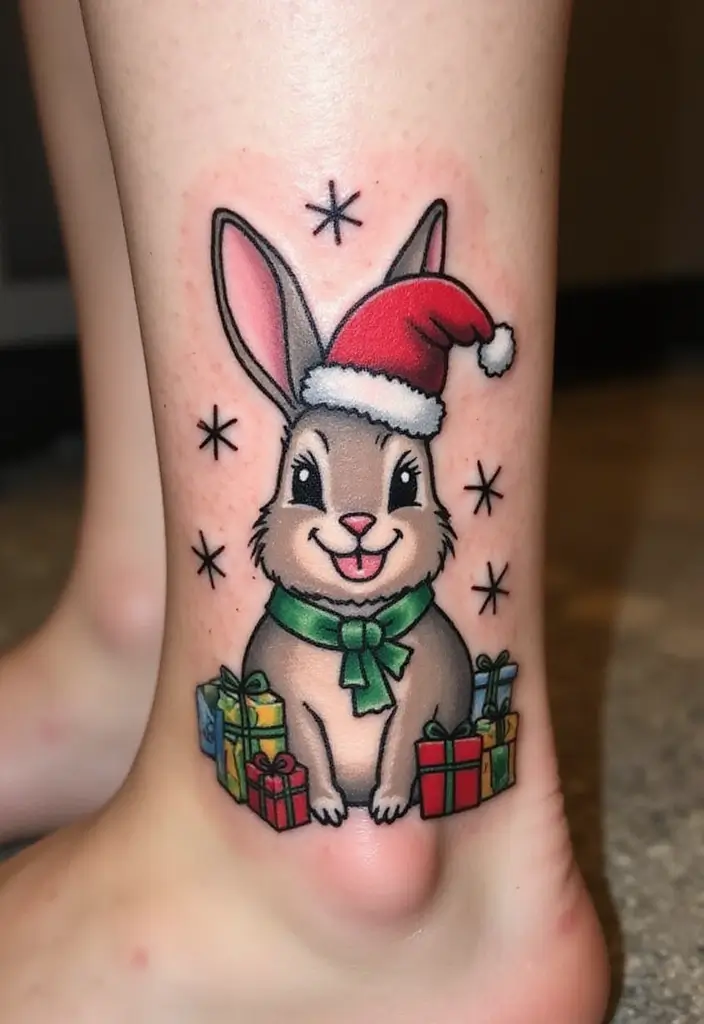50 Bunny Tattoo Meaning Inspirations for Cute and Creative Designs - 12. Holiday-Themed Bunny Tattoos