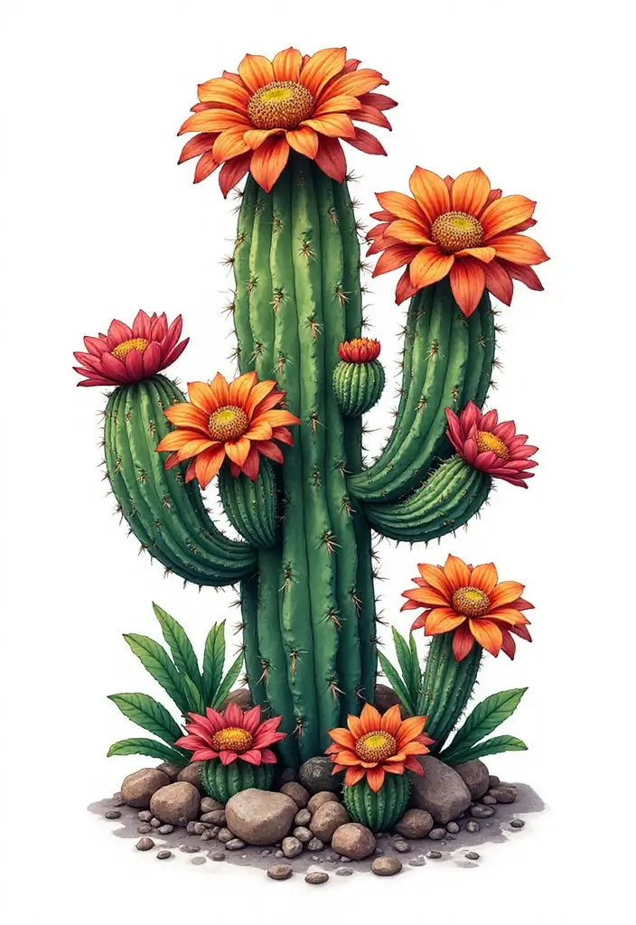 50 Cactus Tattoo Ideas with Minimalist and Symbolic Styles 12 50 Cactus Tattoo Ideas with Minimalist and Symbolic Styles - 12. Cactus in Bloom