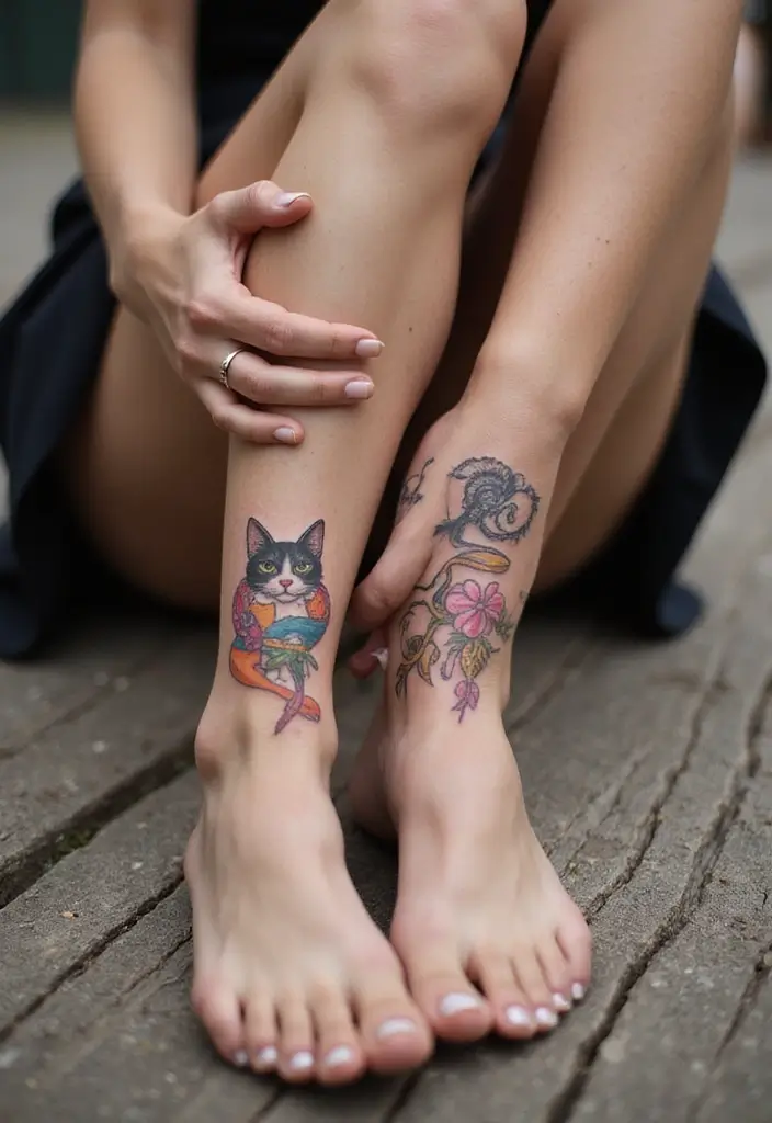 50 Creative Cat Tattoo Ideas for Every Style - 12. Cat and Fishbone Tattoos
