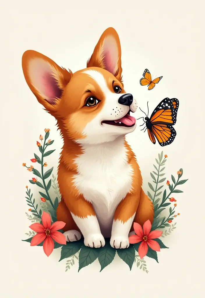 50 Creative Corgi Tattoo Ideas for Dog Lovers 12 50 Creative Corgi Tattoo Ideas for Dog Lovers - 12. Corgi and Butterfly