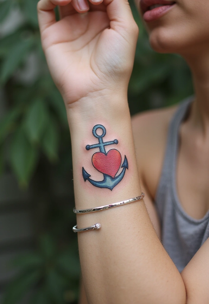 30 Cross Tattoos on Wrist with Meaningful and Elegant Designs 12 30 Cross Tattoos on Wrist with Meaningful and Elegant Designs - 12. Cross and Anchor Heart Tattoo