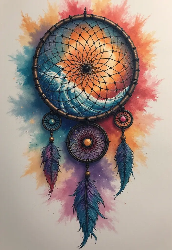 50 Dream Catcher Tattoo Meaning Ideas with Deep Symbolism 12 50 Dream Catcher Tattoo Meaning Ideas with Deep Symbolism - 12. The Flow of Energy