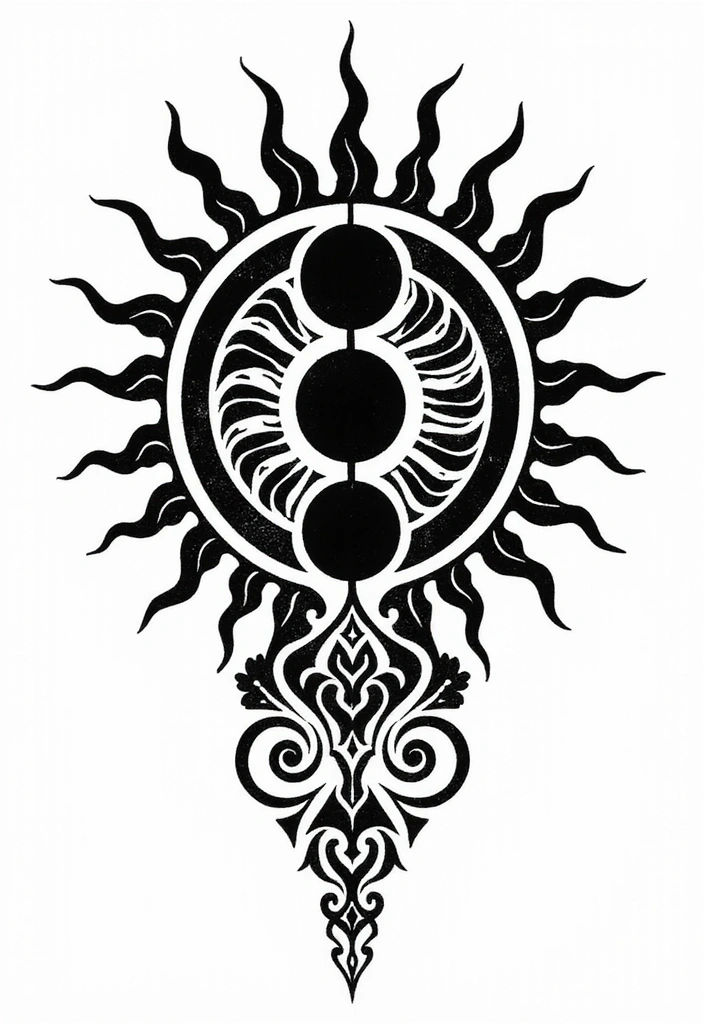 50 Eclipse Tattoo Designs with Powerful Meaning and Symbolism - 12. Tribal Eclipse Tattoos