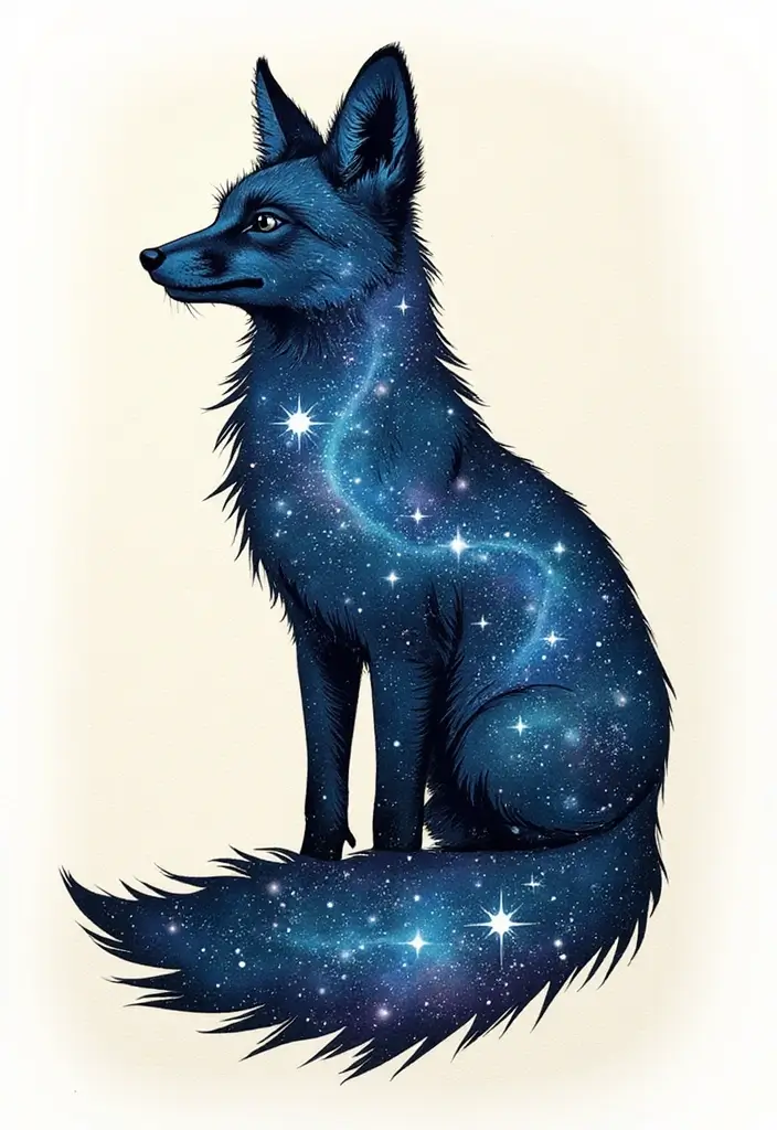 30 Fox Tattoos with Creative and Symbolic Designs - 12. Fox Silhouette with Stars