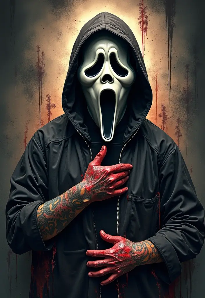 30 Ghostface Tattoo Ideas for Horror Fans - 12. Ghostface in a Horror Scene