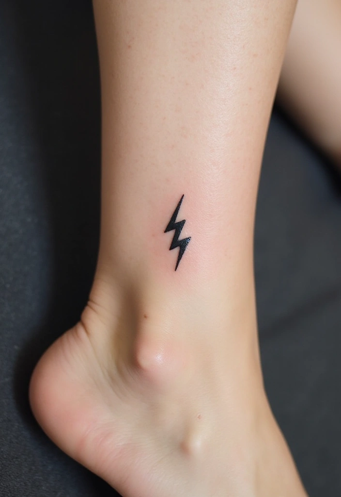 50 Lightning Bolt Tattoos with Bold and Striking Designs 12 50 Lightning Bolt Tattoos with Bold and Striking Designs - 12. Lightning Bolt on Ankle