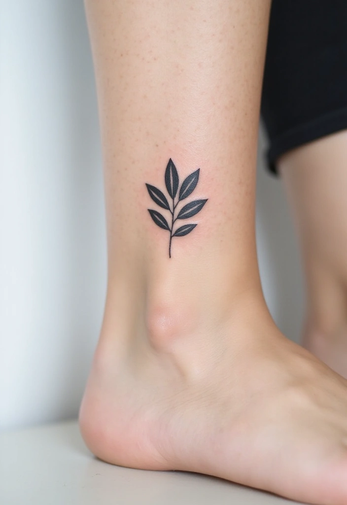30 Olive Branch Tattoo Meaning and Design Inspirations - 12. Single Olive Leaf with Line Art