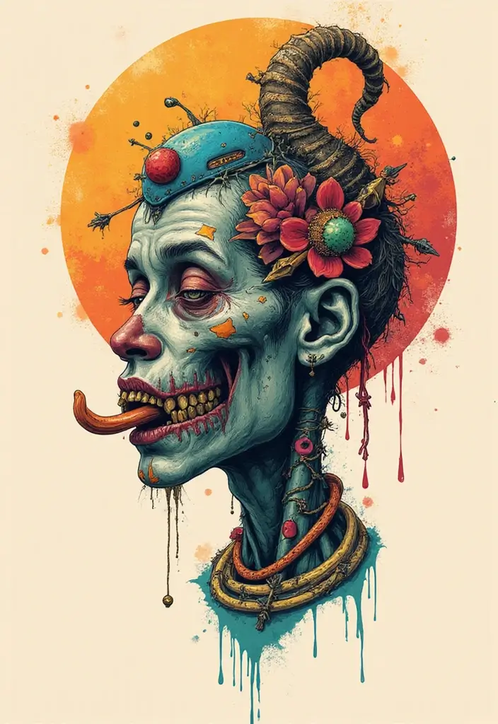 50 Shrunken Head Tattoo Designs for Bold and Edgy Styles - 12. Abstract Interpretations