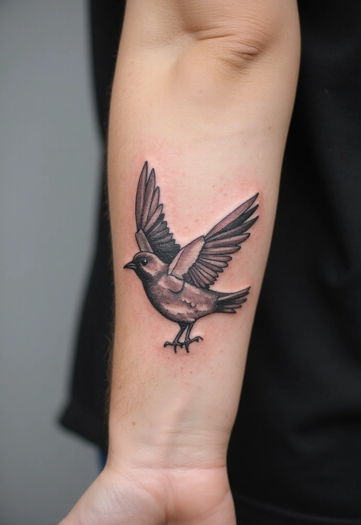 50 Sparrow Tattoos with Symbolism and Artistic Styles - 12. Geometric Sparrow Tattoo