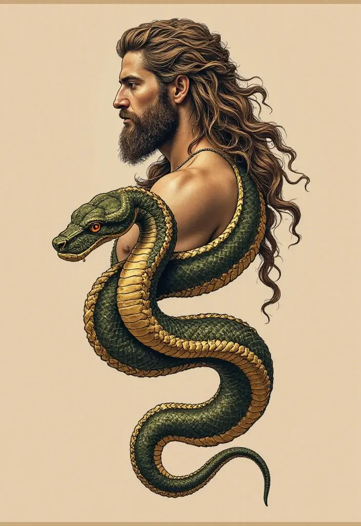 30 Zeus Tattoo Meanings and Design Inspirations - 12. The Power of the Serpent