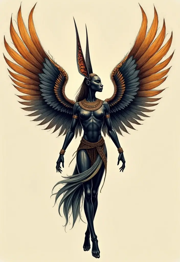30 Anubis Tattoo Designs with Ancient Egyptian Symbolism 13 30 Anubis Tattoo Designs with Ancient Egyptian Symbolism - 13. Anubis with Wings