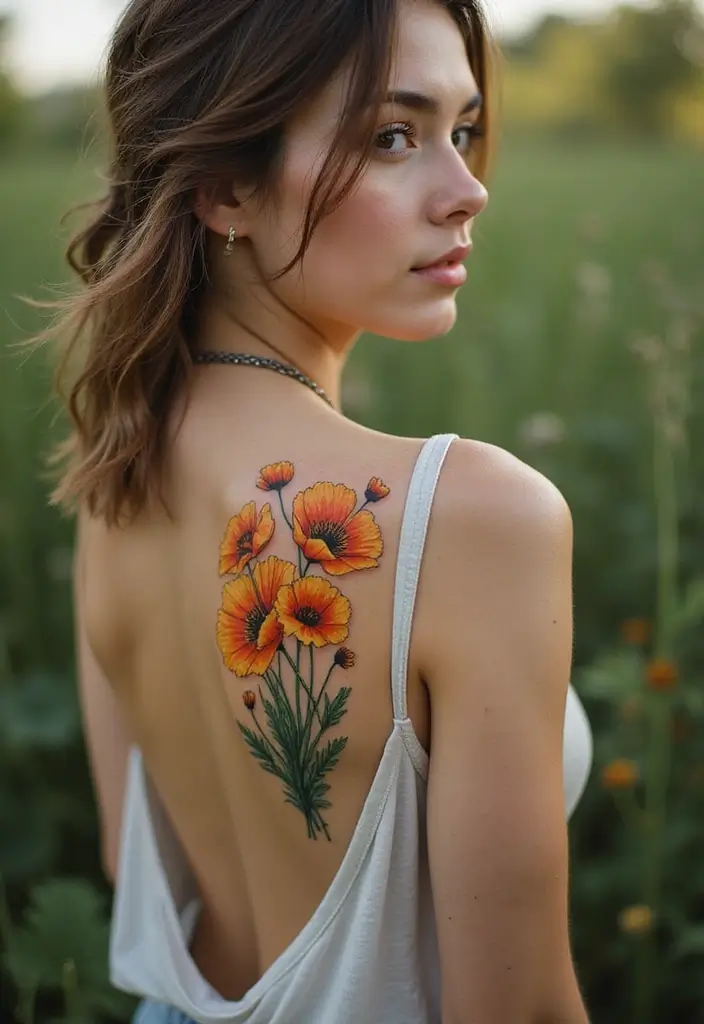 50 California Poppy Tattoo Ideas with Symbolism and Beauty - 13. Cluster of Poppies