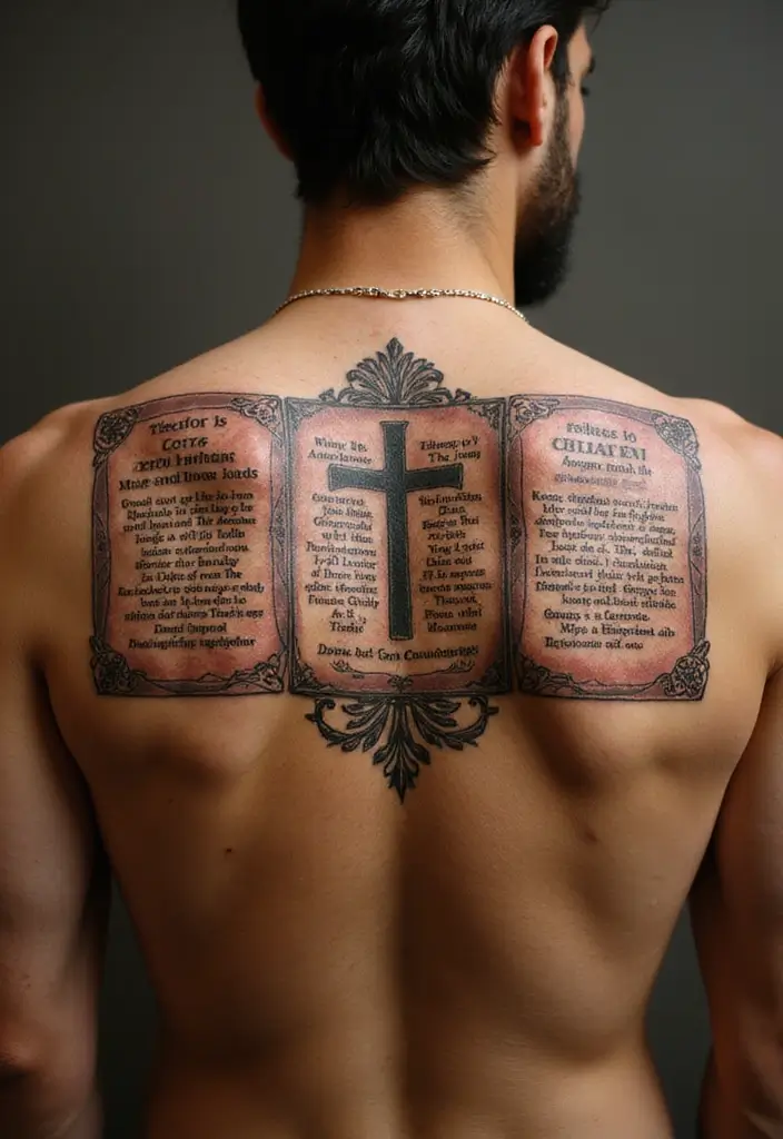 50 Christian Back Tattoos with Meaningful and Powerful Designs - 13. The Ten Commandments
