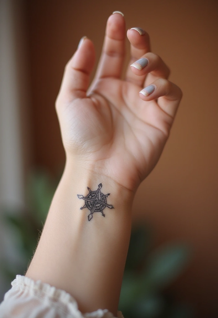 30 Elegant Hand Tattoos for a Chic and Bold Look 13 30 Elegant Hand Tattoos for a Chic and Bold Look - 13. Tiny Compass Tattoos