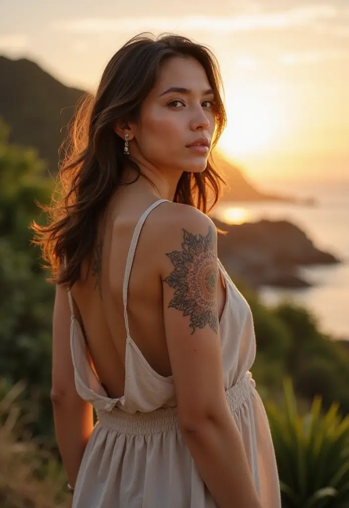 50 Front Shoulder Tattoos for Females That Are Stylish and Bold 13 50 Front Shoulder Tattoos for Females That Are Stylish and Bold - 13. Spiritual Symbols